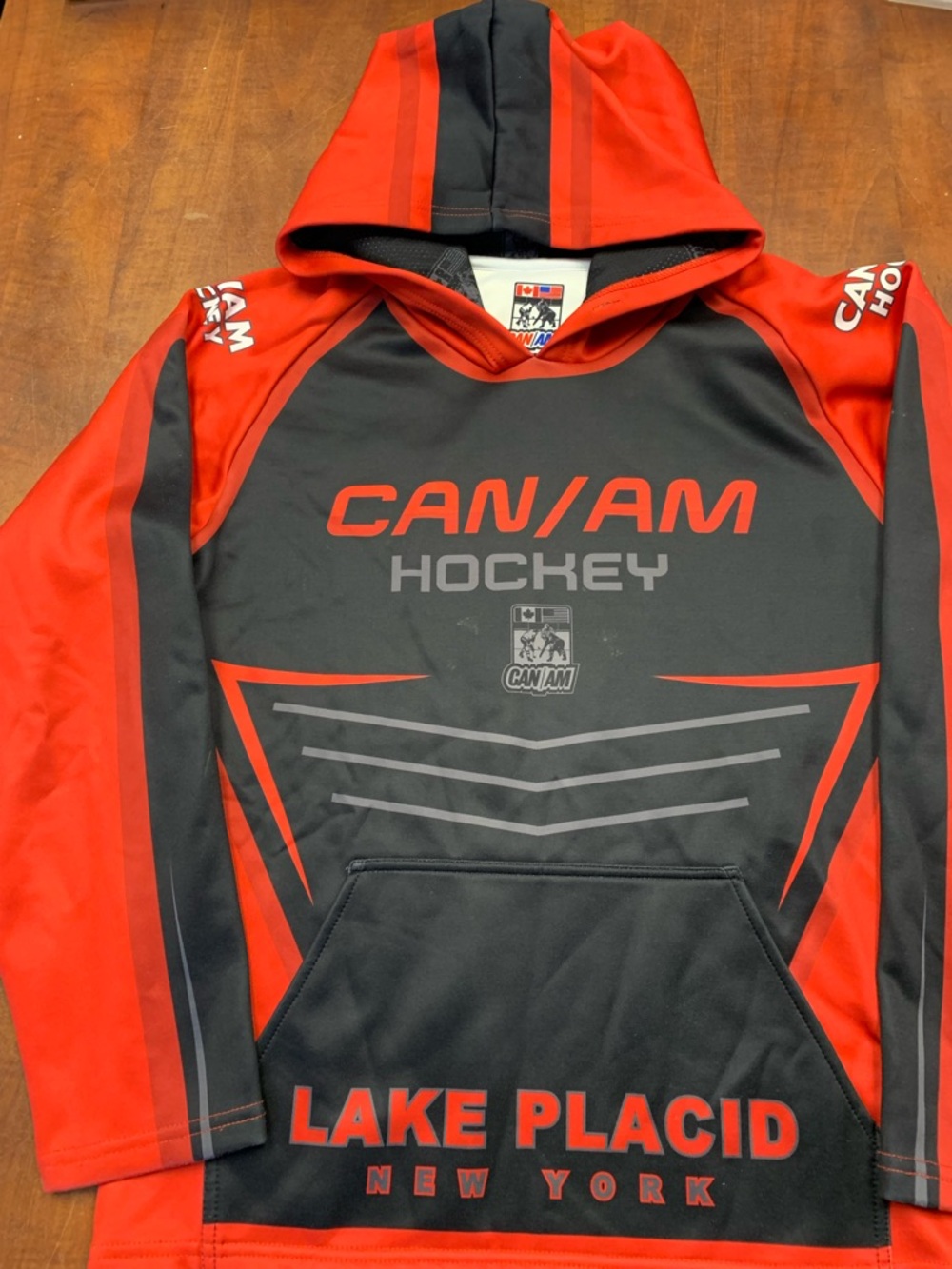 CAN/AM Hockey Lake Placid Red & Black Hoodie Sweatshirt